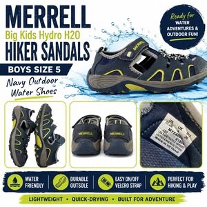 Merrell Big Kids Hydro H20 Hiker Sandals Boys Size‎ 5 Navy Water Shoes MY54859